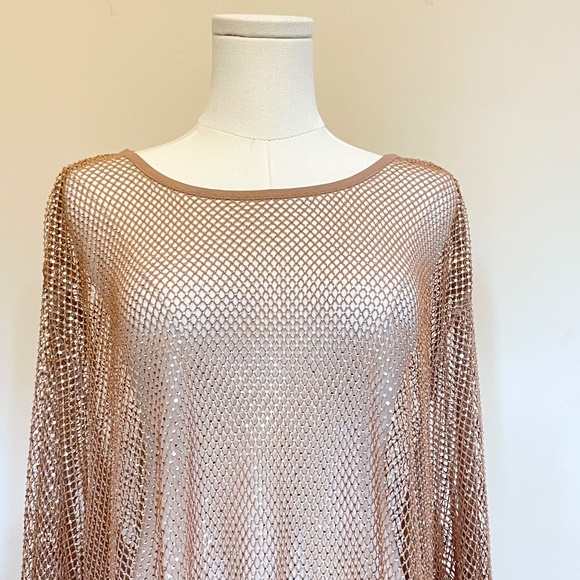 Anthropologie Taupe Mesh Blouse - Picture 3 of 14